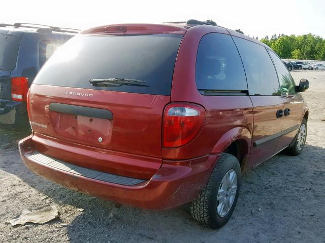 1D4GP25R15B275288 - 2005 DODGE CARAVAN SE RED photo 4