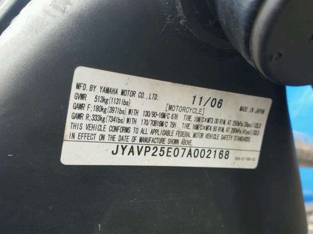 JYAVP25E07A002168 - 2007 YAMAHA XVS1300 CT BLACK photo 10