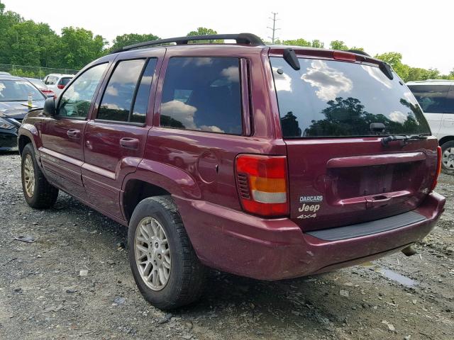 1J4GW58N83C572781 - 2003 JEEP GRAND CHER MAROON photo 3