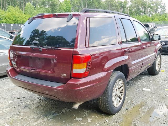 1J4GW58N83C572781 - 2003 JEEP GRAND CHER MAROON photo 4