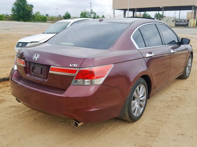 1HGCP3F8XCA014561 - 2012 HONDA ACCORD EXL MAROON photo 4