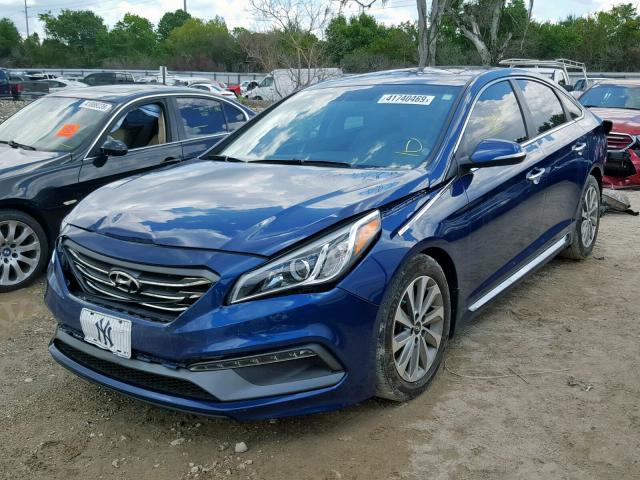 5NPE34AF2HH507486 - 2017 HYUNDAI SONATA SPO BLUE photo 2