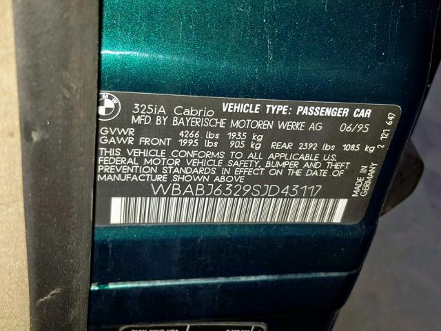 WBABJ6329SJD43117 - 1995 BMW 325 IC AUT GREEN photo 10
