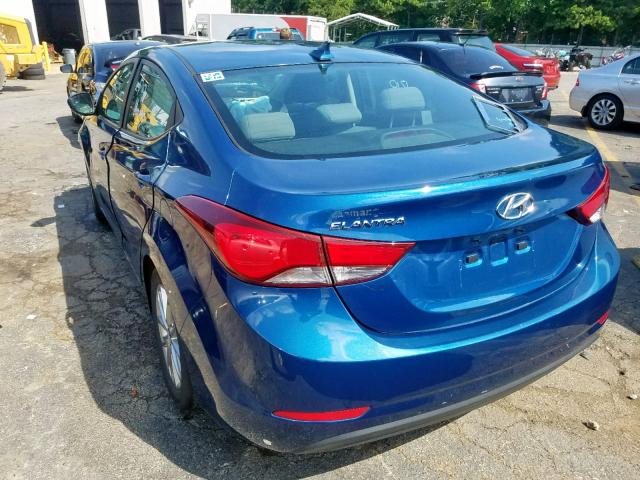 KMHDH4AE9EU089459 - 2014 HYUNDAI ELANTRA SE BLUE photo 3