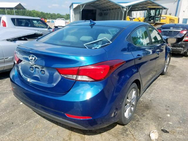 KMHDH4AE9EU089459 - 2014 HYUNDAI ELANTRA SE BLUE photo 4