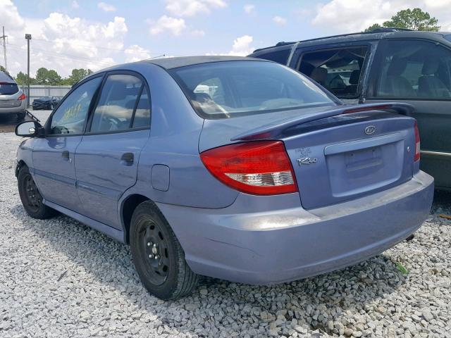 KNADC125046312861 - 2004 KIA RIO BLUE photo 3