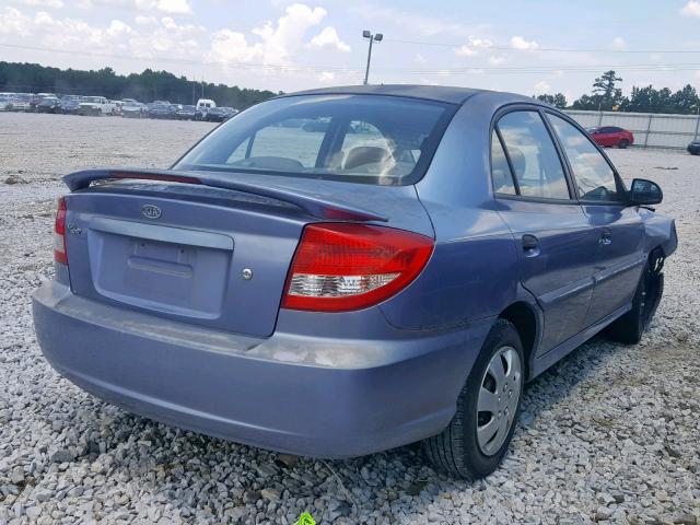 KNADC125046312861 - 2004 KIA RIO BLUE photo 4