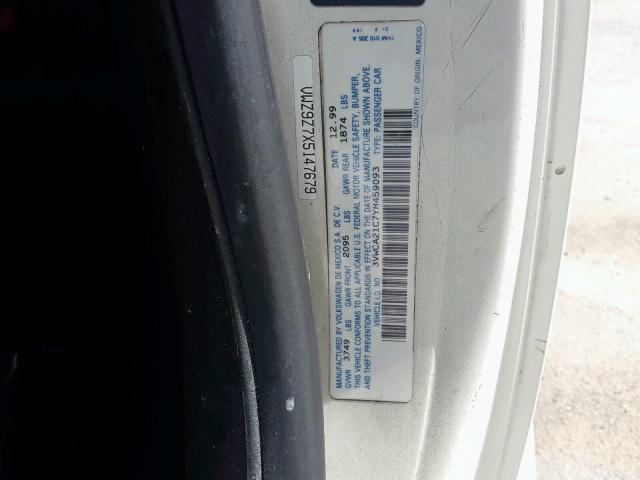 3VWCA21C7YM459093 - 2000 VOLKSWAGEN NEW BEETLE თეთრი ფოტო 10