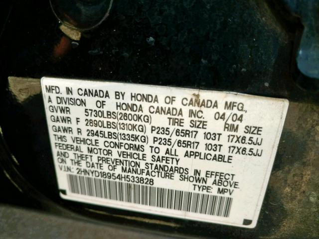 2HNYD18954H533828 - 2004 ACURA MDX TOURIN GRAY photo 10