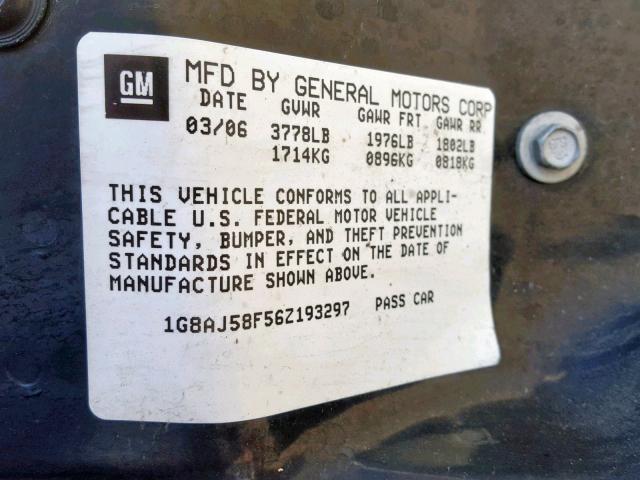 1G8AJ58F56Z193297 - 2006 SATURN ION LEVEL BLACK photo 10