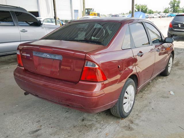 1FAFP34N27W341071 - 2007 FORD FOCUS ZX4 BURGUNDY photo 4