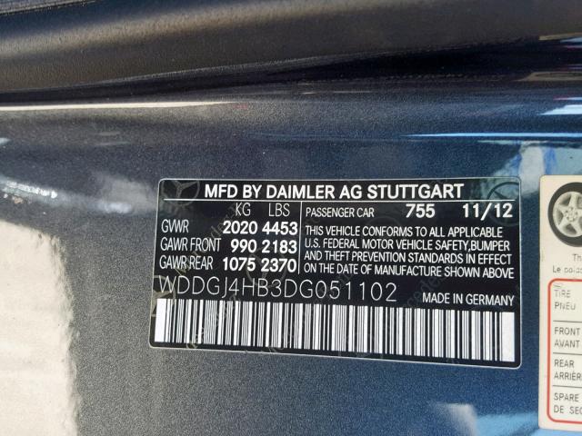 WDDGJ4HB3DG051102 - 2013 MERCEDES-BENZ C 250 BLUE photo 10