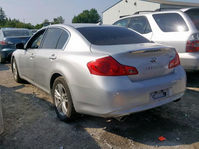 JN1CV6AR2AM455377 - 2010 INFINITI G37 SILVER photo 3