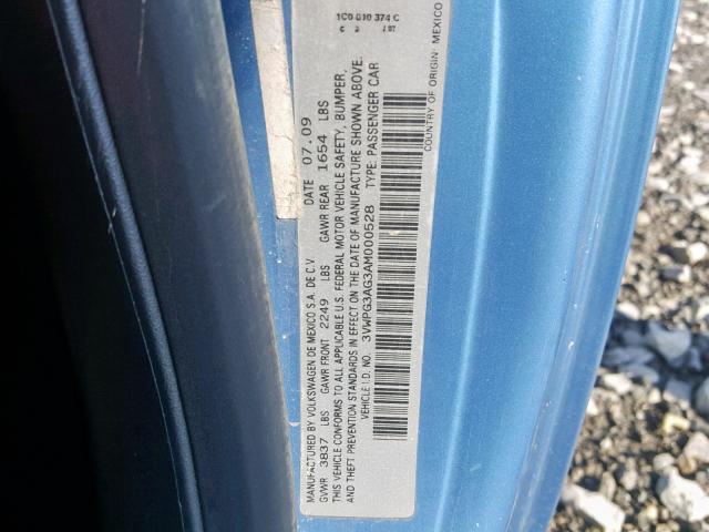 3VWPG3AG3AM000528 - 2010 VOLKSWAGEN NEW BEETLE ლურჯი ფოტო 10