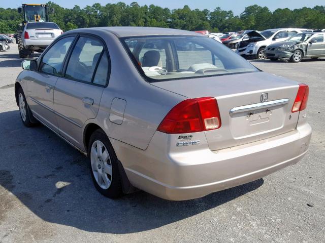 1HGES26761L060236 - 2001 HONDA CIVIC EX GOLD photo 3