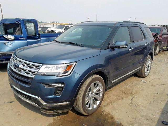 1FM5K8F86KGA91261 - 2019 FORD EXPLORER L BLUE photo 2