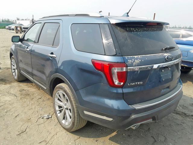 1FM5K8F86KGA91261 - 2019 FORD EXPLORER L BLUE photo 3