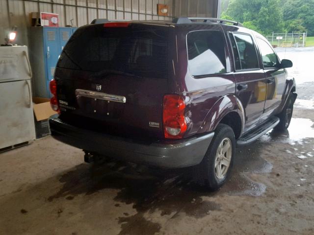 1D4HB48D15F524437 - 2005 DODGE DURANGO SL BURGUNDY photo 4