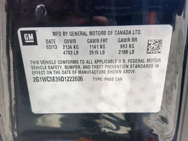 2G1WC5E39D1222606 - 2013 CHEVROLET IMPALA LTZ BLACK photo 10