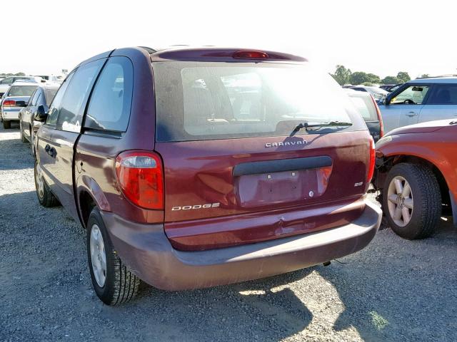 1D4GP25B53B234954 - 2003 DODGE CARAVAN SE MAROON photo 3