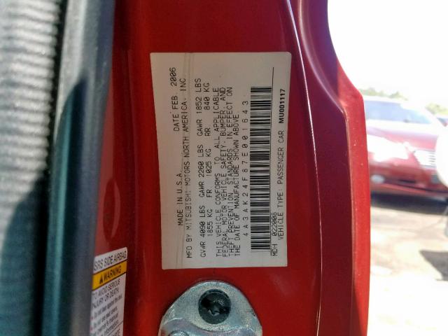 4A3AK24F87E001643 - 2007 MITSUBISHI ECLIPSE GS RED photo 10