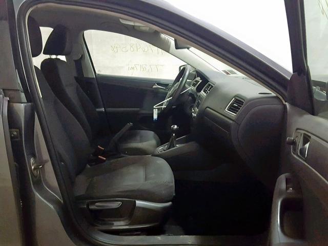 3VW1K7AJ7BM343576 - 2011 VOLKSWAGEN JETTA BASE GRAY photo 5