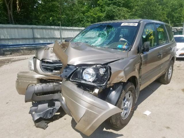 2HKYF18145H543320 - 2005 HONDA PILOT LX BROWN photo 2