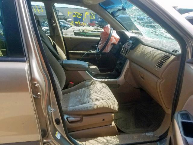 2HKYF18145H543320 - 2005 HONDA PILOT LX BROWN photo 5