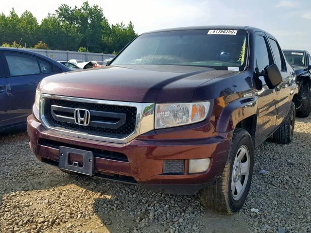 2HJYK16249H501814 - 2009 HONDA RIDGELINE BURGUNDY photo 2