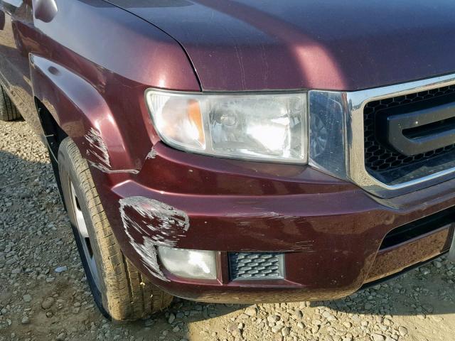 2HJYK16249H501814 - 2009 HONDA RIDGELINE BURGUNDY photo 9