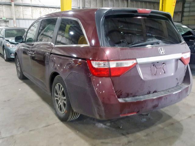 5FNRL5H40DB027452 - 2013 HONDA ODYSSEY EX RED photo 3