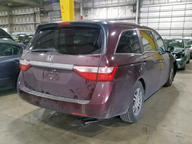 5FNRL5H40DB027452 - 2013 HONDA ODYSSEY EX RED photo 4