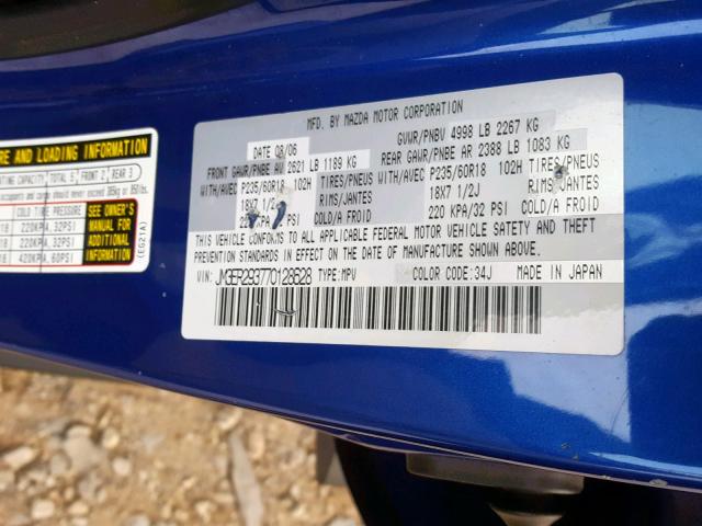 JM3ER293770128628 - 2007 MAZDA CX-7 BLUE photo 10