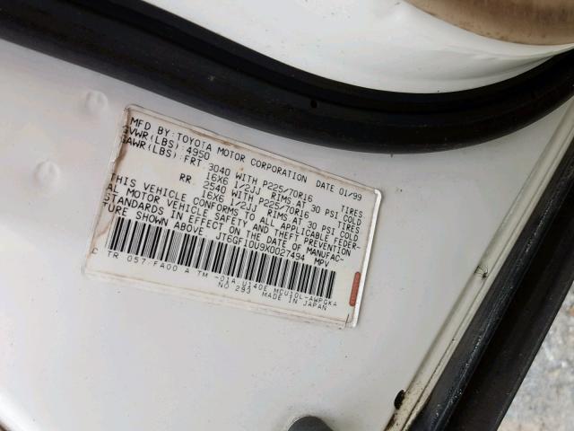 JT6GF10U9X0027494 - 1999 LEXUS RX 300 WHITE photo 10