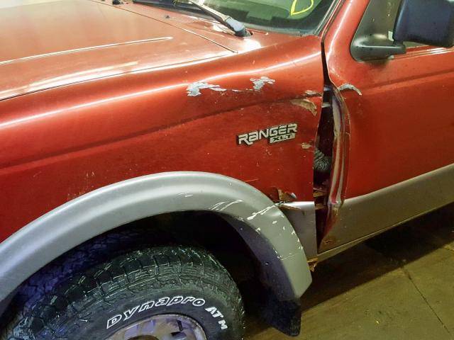 1FTCR15X8VPA00146 - 1997 FORD RANGER SUP RED photo 9