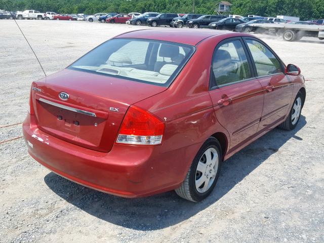 KNAFE222X95665359 - 2009 KIA SPECTRA EX RED photo 4