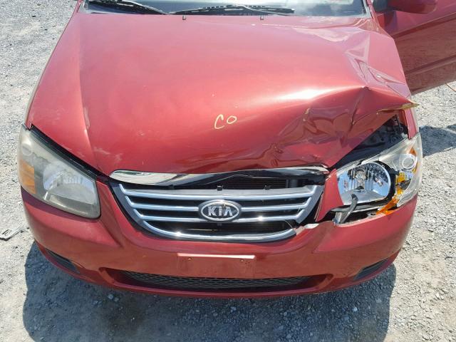 KNAFE222X95665359 - 2009 KIA SPECTRA EX RED photo 7