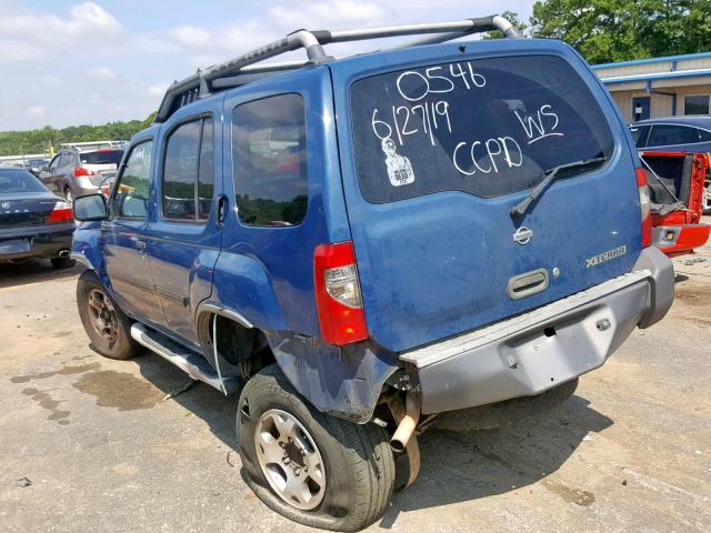 5N1ED28T21C540546 - 2001 NISSAN XTERRA XE BLUE photo 3