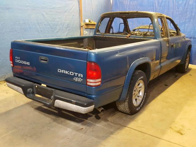 1D7GL12K84S711682 - 2004 DODGE DAKOTA SXT BLUE photo 4