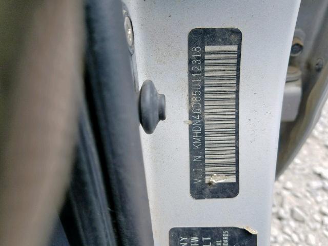 KMHDN46D85U112318 - 2005 HYUNDAI ELANTRA GL SILVER photo 10