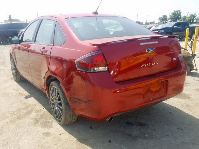 1FAHP3GN0BW166736 - 2011 FORD FOCUS SES RED photo 3