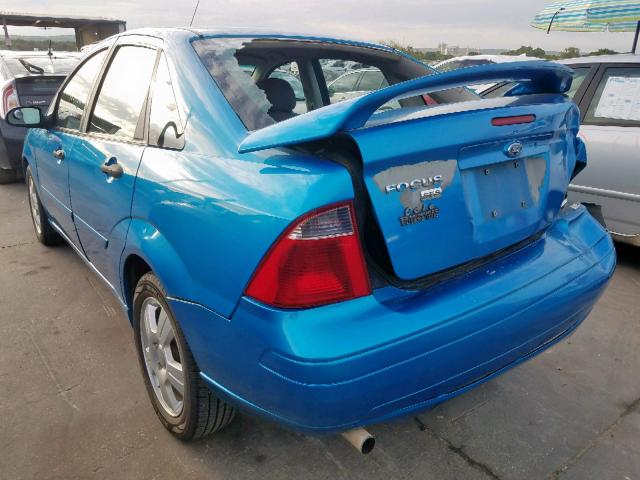 1FAHP34N37W298546 - 2007 FORD FOCUS ZX4 BLUE photo 3