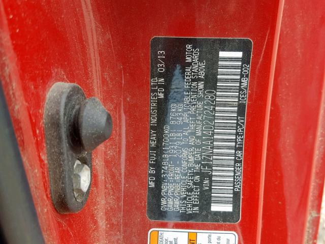 JF1ZNAA14D2724280 - 2013 TOYOTA SCION FR-S RED photo 10