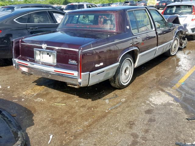 1G6CD53B4P4211431 - 1993 CADILLAC DEVILLE MAROON photo 4