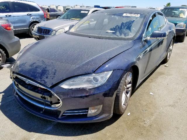 5YJSA1H13EFP31975 - 2014 TESLA MODEL S BLUE photo 2