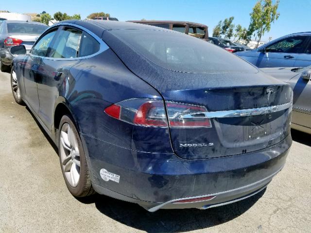 5YJSA1H13EFP31975 - 2014 TESLA MODEL S BLUE photo 3