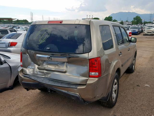 5FNYF4H20AB010528 - 2010 HONDA PILOT LX GOLD photo 4