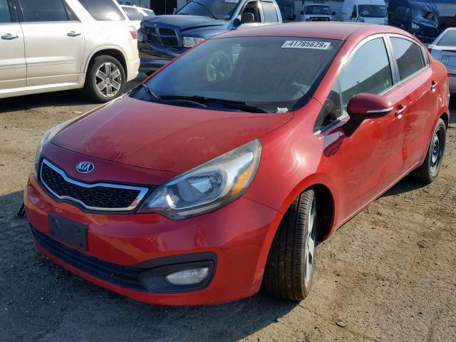 KNADN4A35E6348381 - 2014 KIA RIO EX RED photo 2