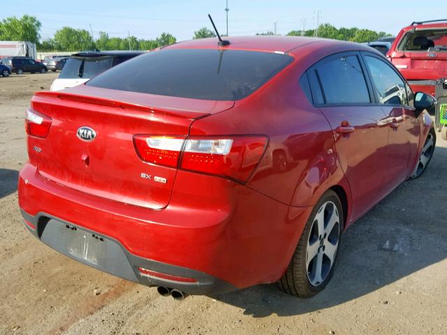 KNADN4A35E6348381 - 2014 KIA RIO EX RED photo 4