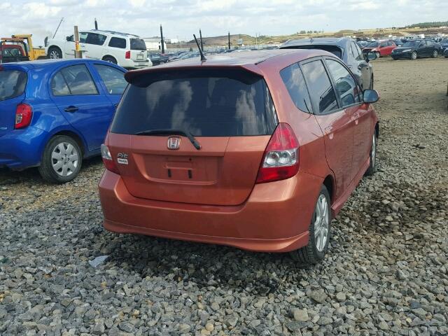 JHMGD37627S819846 - 2007 HONDA FIT S ORANGE photo 4